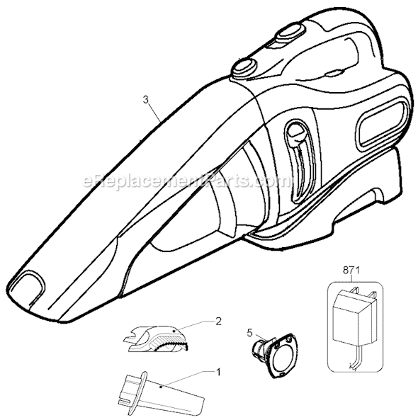 Page A Diagram and Parts List for CHV9608  Black and Decker Hand Vacuum